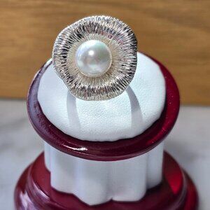 Wedding Day Pearl Ring, Sterling Silver